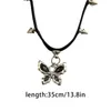 Pendentif Colliers Femme Haut de gamme Design Cuirs Chaîne Papillon Collier de perles croisées