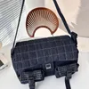 Vintage Designer Unisex Denim Shoulder Square Bag 36x22cm Plaid Pattern Adjustable Wide Strap Multi Pochettes Large Capacity Cross Body Messenger Flap Zipper Bags