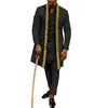 Abbigliamento etnico Agbada Robe Abiti africani per uomo Camicie e pantaloni con scollo a V Set da 3 pezzi Dashiki Abiti da sera da sposa da uomo