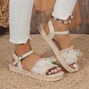 Sandals Bow Print Random Rome Women Shoes Beach Dress Slippers 2024 Summer Designer Walking Flip Flops Slides Mujer Zapatos