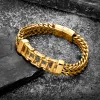 Halskette Armbänder Männer Verknüpfungskette auf Hand Hip Hop Armband Edelstahl Golden Kette Stahlarmband Schmuckgeschenke für Männer Accessoires