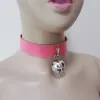 Torques vrouwen nieuwe sexy punk choker ketting riem handgemaakte rose roze lederen kraagstudie klinknagel hot rock goth tinkle bell torques