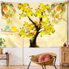 Tapestries Tree Flowers Illustration Wall Tapestry Bohemian Good Luck Hanging Home Decor Table Cover