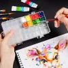 Suprimentos 24 grades aquarela guache paleta de tinta acrílica umidor à prova de vazamento bandeja de paleta de pintura caixa de armazenamento de arte suprimentos de desenho