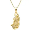 Pendant Necklaces Iced Out Prayer Hands Necklace With Rose Mens Women Gold Plated Hip Hop Charm Jewelry Chain For Gifts