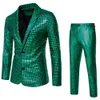 Mäns paljett Hot Stamping Suit, Disco Party Stage, Nightclub, Shiny and Cool Performance Suit Set