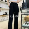 Primavera calças femininas calças de grife moda carta bordado sweatpants casual cor sólida cordão calças de cintura alta