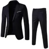 Formal Suit Pockets Korean Style Buttons Cuff Blazer Pants Men Suit Attractive 240124