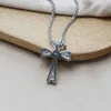 Paston Custom Gine Jewelry Def VVS 4x6mm Pear Cut Moissanite Diamond Silver925 Cross Pendant Necklace