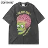 T-shirts hommes hommes punk t-shirt hip hop drôle cerveau zombie imprimé en détresse punk gothique t-shirts streetwear 2023 harajuku t-shirt décontracté haut Q240130