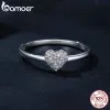 Colar Bamoer 925 Sterling Silver Classic Forma Heart Moissanite Ring for Women noivado Casamento de jóias finas MSR038