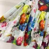 Floral Pattern Skirt Long Short Large Hem Waist Pleated Umbrella 2024 New Rose Garden Ink S-XL Women's S-XL FZ0088