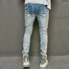 Herrenjeans 2024 Außenhandel Vintage Seitenstreifen Weiß Slim Fit Lässige kleine Füße