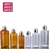 100m 200ml 300ml Mat Gümüş Kapaklar Kozmetik için Plastik Şişe Kaplar PP Kapak Pet Dispenser Şişeler Amber Clear Ehkkq