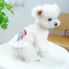 Abbigliamento per cani 1 pezzo Abbigliamento per animali domestici Cane Autunno e inverno Pullover arcobaleno bianco caldo addensato con fibbia con coulisse per cani di piccola taglia