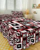 Saia de cama retângulo geométrico vermelho preto elástico colcha com fronhas capa de colchão conjunto de cama lençol