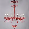 Lampadari Lampadario di cristallo rosso e blu europeo Lnternet Cafe KTV Ristorante Luce Duplex Building Negozio di abbigliamento Scala