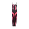 2024 Designer Sexy Maxi Jurk Vrouwen Spaghettibandjes Jurken Lente Zomer Backless Bodycon Afdrukken Jurk Party Club Wear Groothandel Kleding 10624