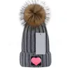 Bonnet/crâne casquettes marque fourrure Pom Poms enfant chapeau hiver chapeaux pour femmes fille casquettes tricoté bonnets casquette bébé Skullies Beanie