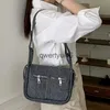Totes coréen Denim caillot sacs pour femmes de luxe Designer et sacs et sacs à main 2023 nouveau dans la décoration à glissière petit décontracté Soulder Doctorqwertyui45