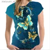 Kadın T-Shirt Yaz Moda Kelebek 3D Baskı T-Shirt Kadın Sokak Kıyafetleri Sıradan Ekstra Büyük O-Neck Girls Top T-Shirt 240130