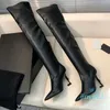 Opyum Cuissardes bottes bouts pointus Cuissardes Lettre talons hauts étirés Semelle en cuir pour femmes designer de luxe à talons