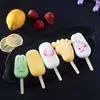 Ice Cream Tools Cute Cartoon Ice Cream Silicone Mold Ice Cube Tray Kawaii Animal Sorbet Popsicle Moulds Set Kitchen Baking Tools Icecream Molds YQ240130