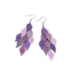 Boucles d'oreilles pendantes pour femmes, Vintage, feuille goutte, plume colorée, pendentif, pompon, accessoires, bijoux tendance