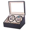 Horlogeopwinders Mechanisch Zwart PU-leer Automatische opbergdoos Collectie Display Sieraden US Plug Winder Box1288x