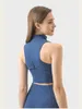 New LU-1910 Zipper Tummy Lift Hip Nine-point Micro-pants Sleeveless Zipper Cardigan Small Jacket Sexy Joker Leisure Yoga Vest Womens Fitness Suit