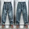 Mens Jeans Fashion Casual Straight-leg Pants Denim Pants Elastic Waist Plus Size Jeans Men Male Trousers 2024 Spring Autumn 240124