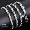 Colar de cor prata corda corrente colgante plata de ley 925 mujer pierscionki jóias para mulher chains252g