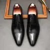 Autumn Mens Formal Handmade Cap Toe Oxford Business European Style Lace-up äkta läder spetsiga spetsklänningsskor för män