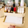 Caixas de armazenamento organizador de maquiagem bancada com gavetas 360 suporte de escova rotativa capacidade skincare para vaidade fácil de usar