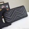 2021 new fashion woman long wallet Clutch for woman zipper wave long wallet Black leather wallet credit card coin purse with box f250k