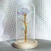 Romantyczne wieczne światło róża kwiat szklany okładka Piękno i bestia LED Lampa baterii urodzin Walentynki Prezent Mother Decorat187r