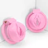 Ny Pink Pussy Male Chastity -enheter med 4 penisringar, liten kukbur, kukringar, kyskhetslås, bdsm sexleksak för man gay nylon 3d tryckt sissy för män (stor bur)