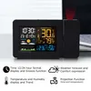 Fanju Digital Alarm Station LED Temperaturfuktighet Väderprognos Snooze Table Clock med Time Projection Y200407258Q