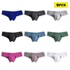 Cuecas 9pcs homens sexy biquíni roupa interior modal sólido jockstrap shorts briefs lingerie homem breve ad7502