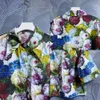 サスペンダー付きプリントコットンショートスリーエレベーションズボンバトーラペルストレートレッグズボンFloral Pattern Cotton S-XL for Women S-XL FZ0089