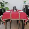 Tkanina stołowa Czerwony Kolor czerwony lniany w chińskim stylu Chenille Solid Solid frędzle okładka dekoracja przyjęcia weselnego