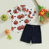 Clothing Sets FOCUSNORM 1-6Y Toddler KidsBoys Halloween Clothes 2pcs Short Sleeve Pumpkin Print Shirt Solid Shorts