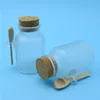 12 X 200G ABS Bath Salt Bottle 200ml Powder Plastic Bottle with Cork Jar with Wood Spoon Xuunq