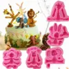 Bakning mögel mods 3d djur form lejon giraff kanin elefant apa fondant sile mögel choklad kök kaka spetsar dekorera verktyg dht6s