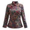 Ethnische Kleidung 2024 Winter Tang-Anzug Damen Baumwolle gepolsterte Jacke Cheongsam Bluse gepolsterte Blume gedruckt verdickte chinesische Qipao Top W86