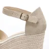 2021 5-9cm Sandalias Mujer Promotion äkta ankel-wrap Sandaler Sapatos Mulher Wedge Heel Shoes For Stworted Toe Wedges Ladies