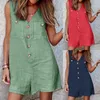 Women's Shorts Womens Suspenders Solid Color Button Strap Pocket V Neck Casual Tube Top Romper Loose Rompers For Women Short Jumpsuit