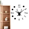 Wall Clocks Large DIY Reindeer Acrylic For Kitchen Vintage Battery Operated Offices