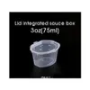 75Ml 3Oz Disposable Plastic Sauce Cups With Lid Seasoning Chutney Box Clear Take-Out Box Food Takeaway Small Storage Box 100Pcs Sn239q