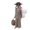 Byxor flickors randiga jumpsuit 2024 koreansk stil barns casual byxor sommar tunn lös